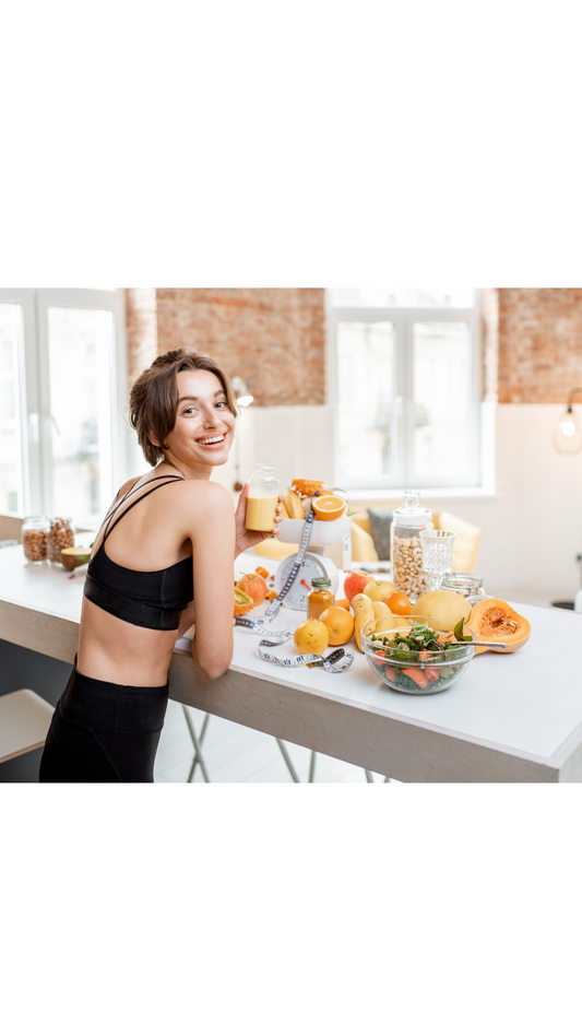 Healthy woman weighing and measure her food to calculate her macros.